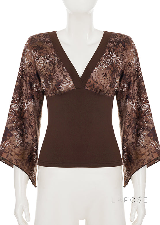 Talaya Floral Bell Sleeve Top [UX33X5XA]
