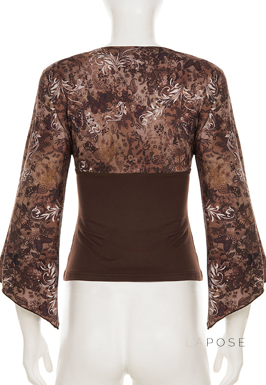 Talaya Floral Bell Sleeve Top [L0T8AB5P]