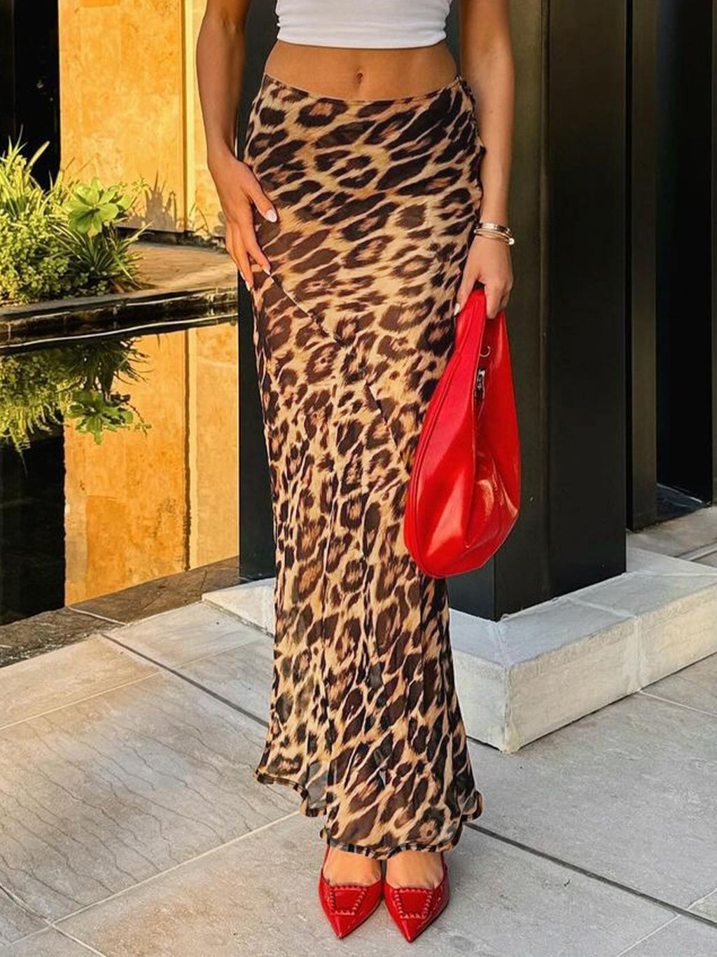 Talayah Leopard Mesh Maxi Skirt [Y15Q2S40]