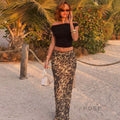 Talayah Leopard Mesh Maxi Skirt [GFM4J09S]