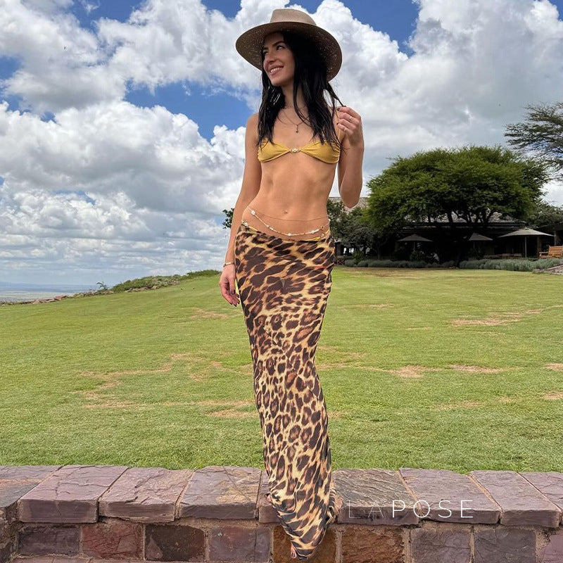 Talayah Leopard Mesh Maxi Skirt [DC49AXV5]