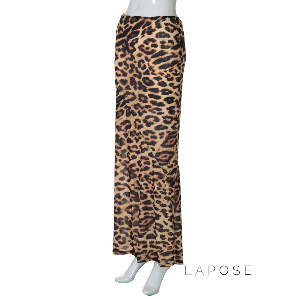 Talayah Leopard Mesh Maxi Skirt [O94KL8VP]