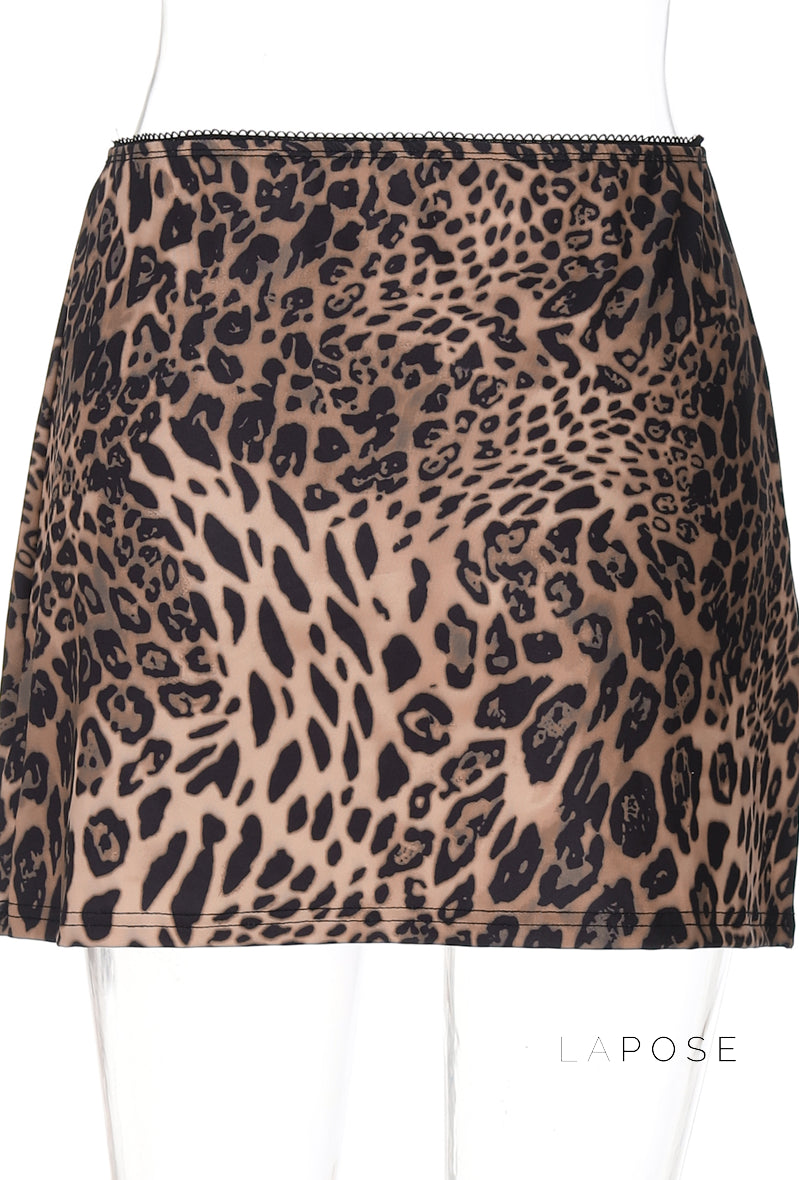 Tallulah Leopard Mini Skirt [31TYPY4N]
