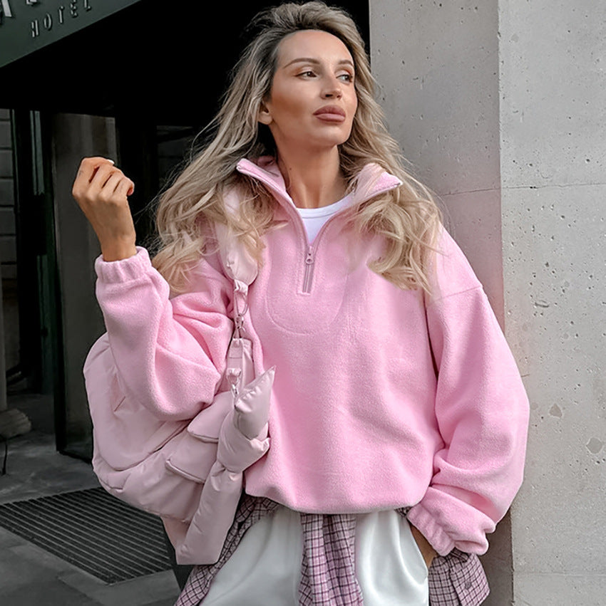 Talya Long Sleeve Polo Sweatshirt [TPUU4OHF]