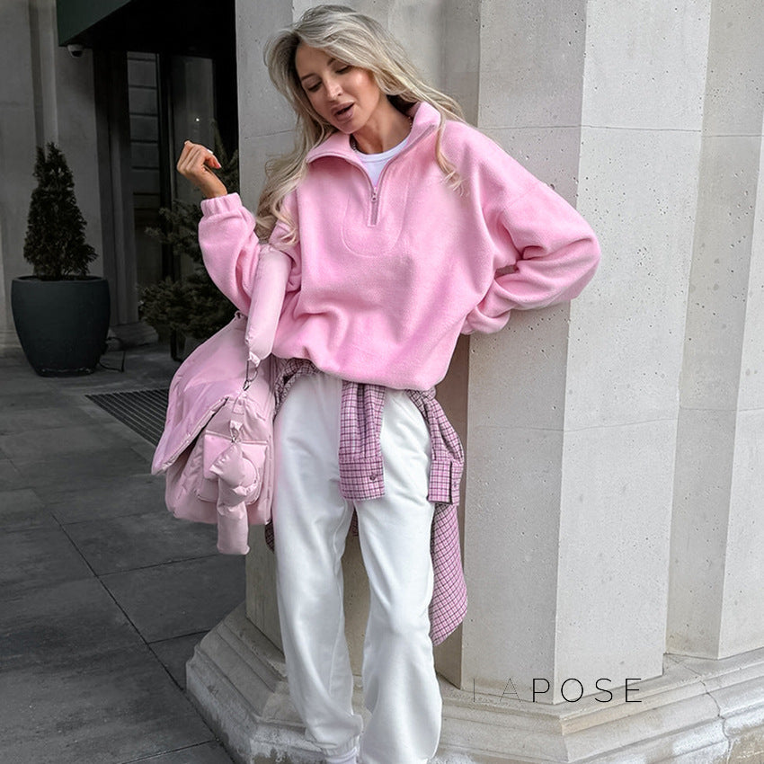 Talya Long Sleeve Polo Sweatshirt [PZF7QFJT]