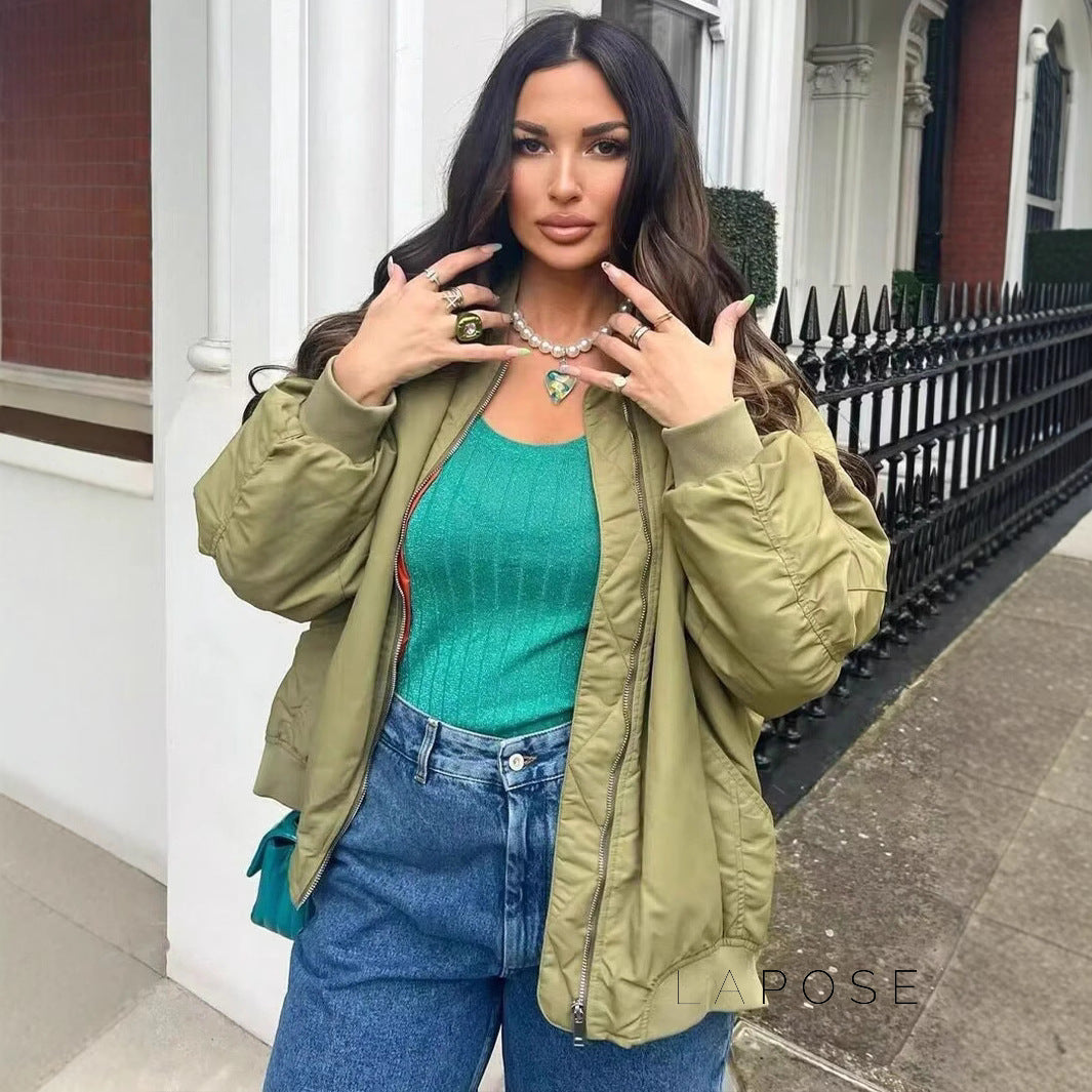 Tamiyah Olive Bomber Jacket [96W0J6BR]