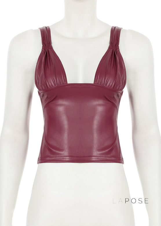 Tania Faux Leather Bustier Top [Y3CGDM6S]