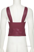 Tania Faux Leather Bustier Top [VYA52890]