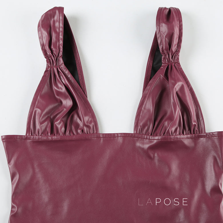 Tania Faux Leather Bustier Top [PRZHCC6G]