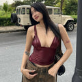 Tania Faux Leather Bustier Top [EH15UXUD]