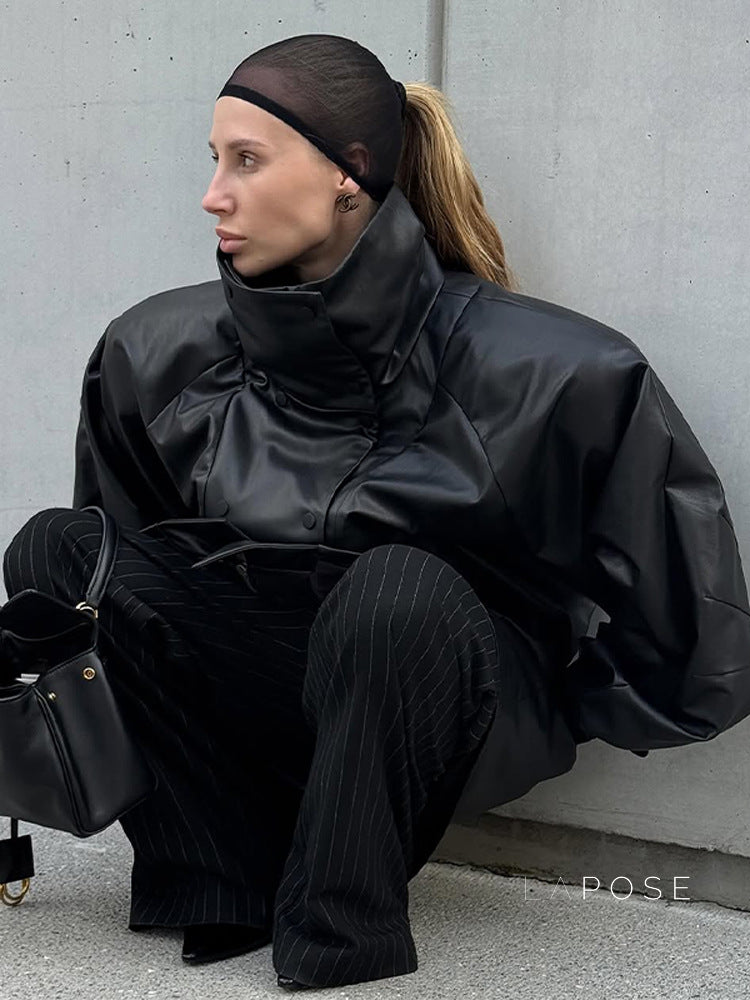 Tate Double-Breasted Faux Leather Jacket [VFTTU7N5]