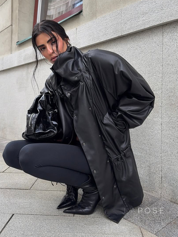 Tate Double-Breasted Faux Leather Jacket [ITUQX31F]