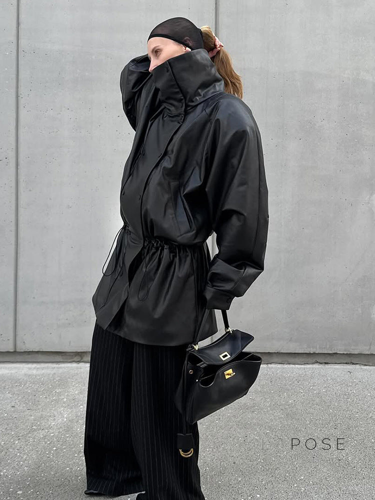 Tate Double-Breasted Faux Leather Jacket [W0AUOV5E]