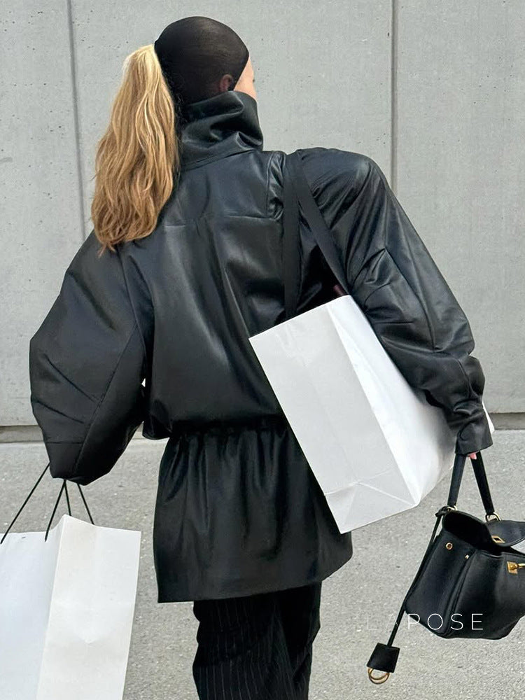 Tate Double-Breasted Faux Leather Jacket [SUGGRYM0]