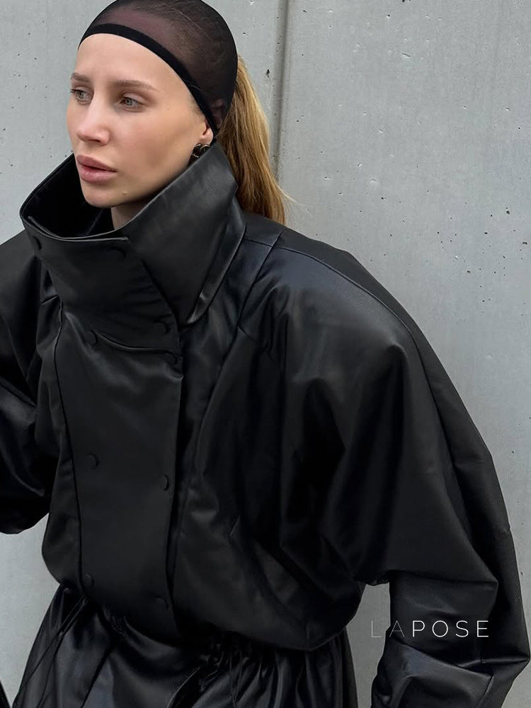 Tate Double-Breasted Faux Leather Jacket [9P3OMFIF]