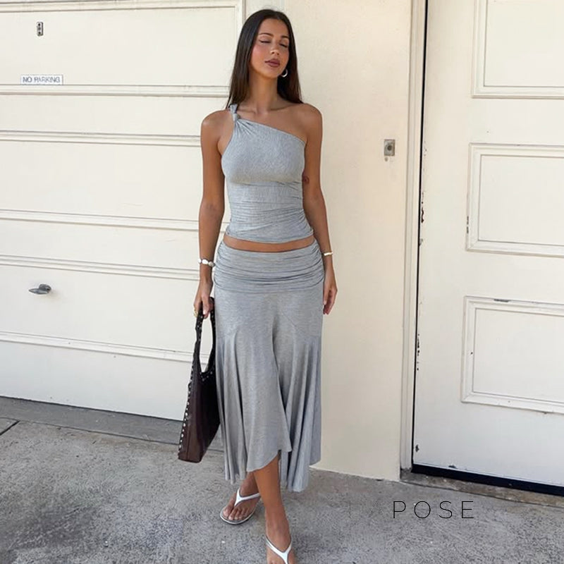 Tatum One-Shoulder Mini Skirt Set