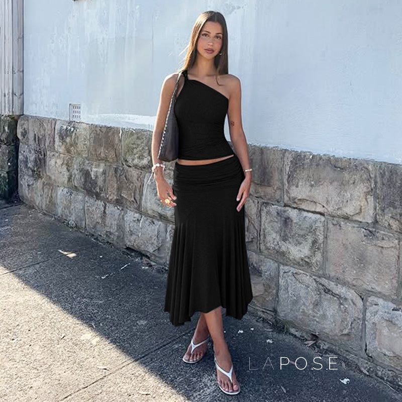 Tatum One-Shoulder Mini Skirt Set