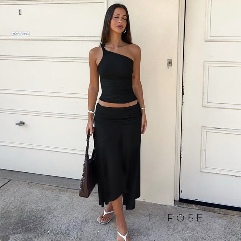 Tatum One-Shoulder Mini Skirt Set