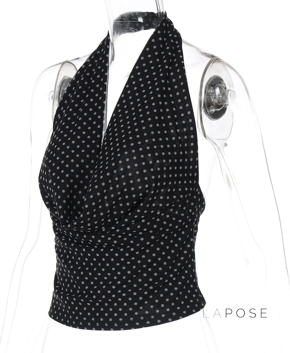 Tatum Polka Dot Halter Top [XSCL4HVM]