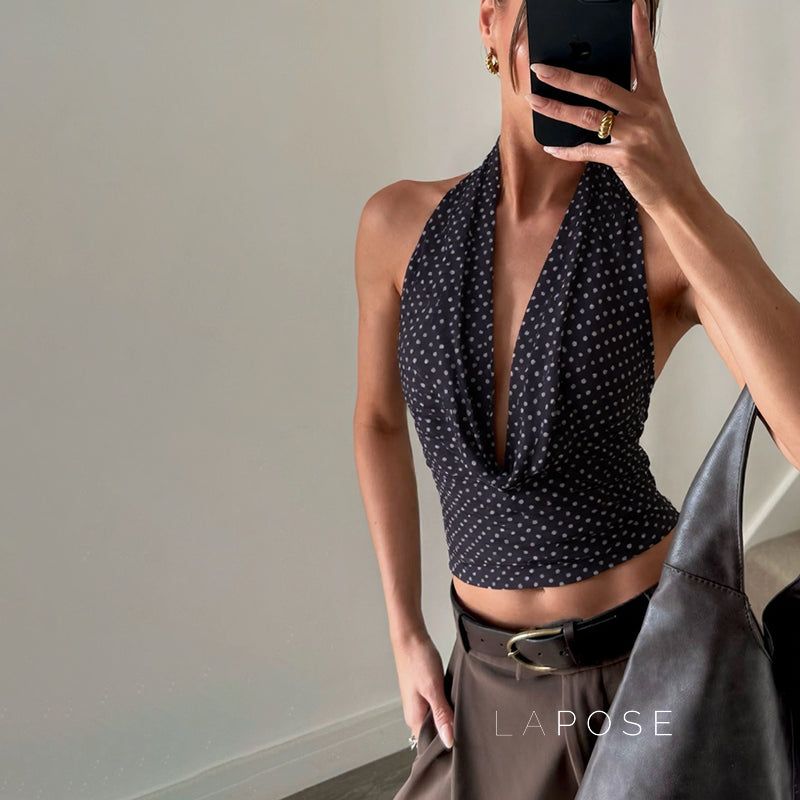 Tatum Polka Dot Halter Top [0ZC135KM]
