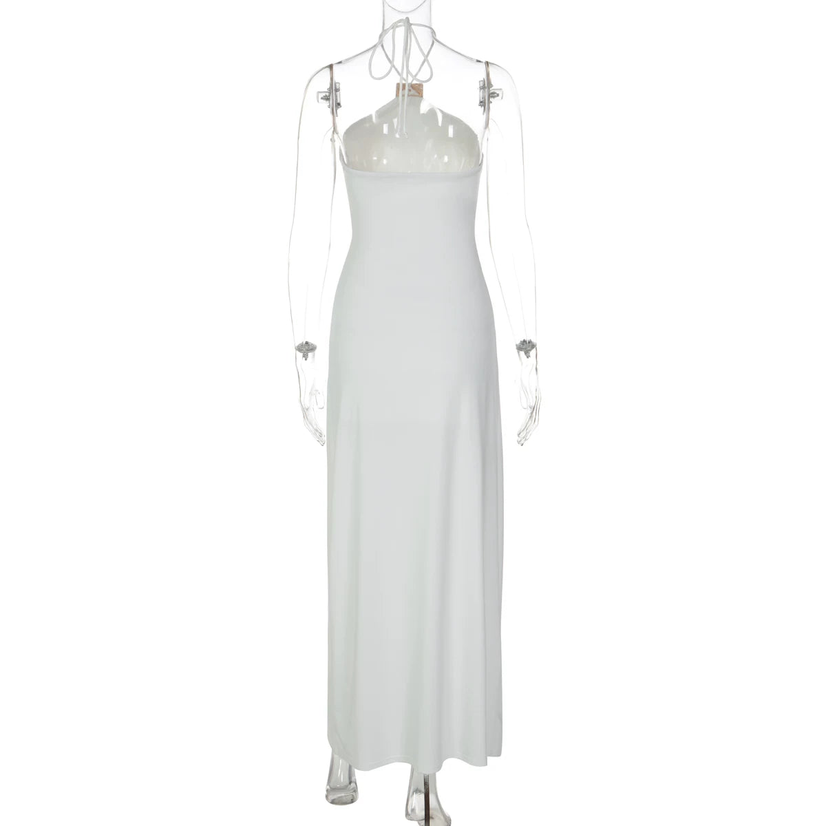 Taylen Halter Metal Ruched Maxi Dress