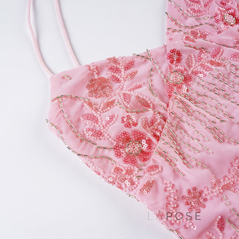 Tayler Floral Sequin Backless Top [0KL3R828]
