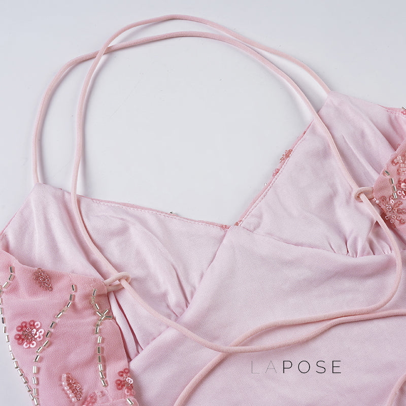 Tayler Floral Sequin Backless Top [04S2F10X]