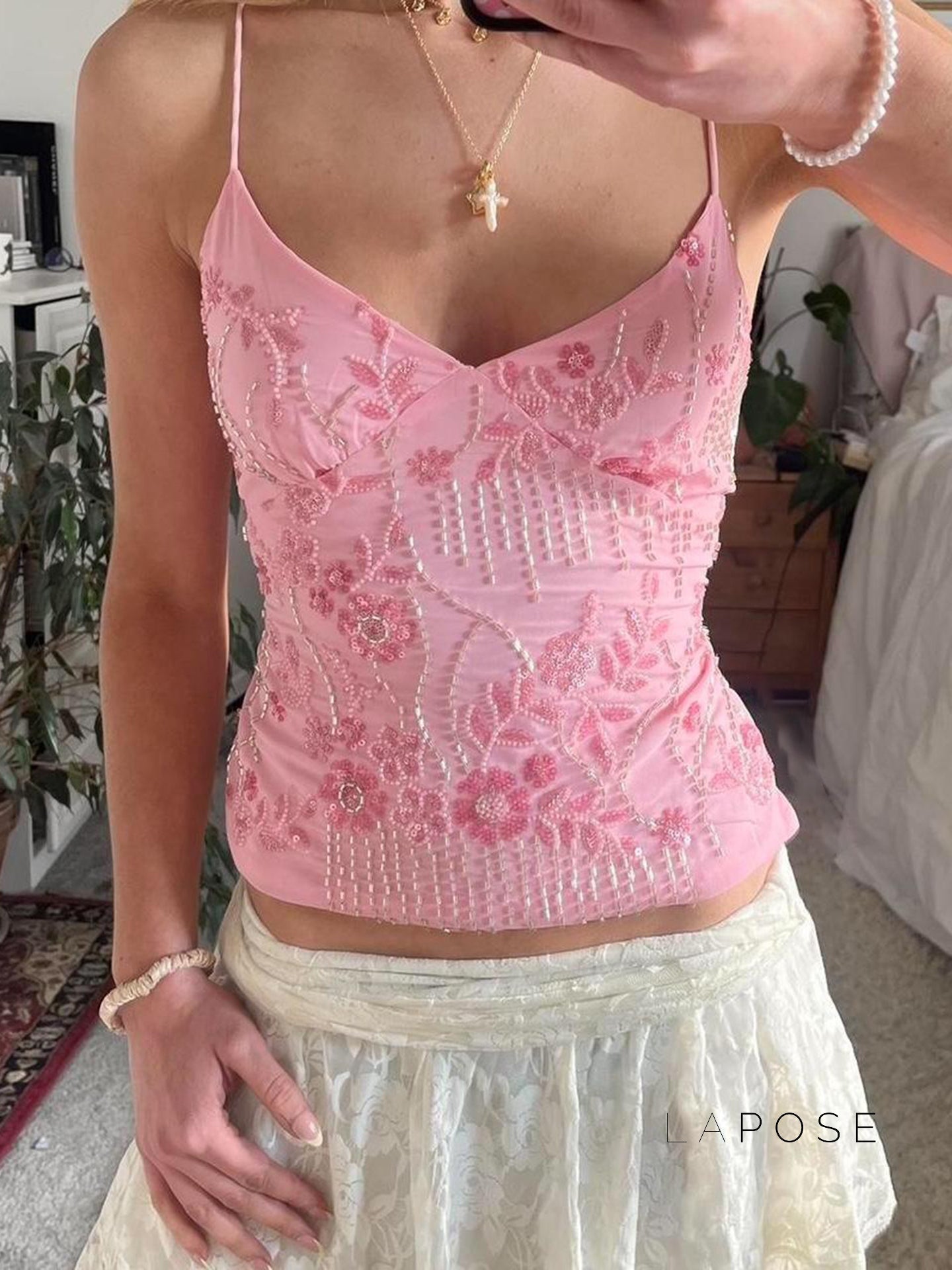Tayler Floral Sequin Backless Top [0UH6W85W]