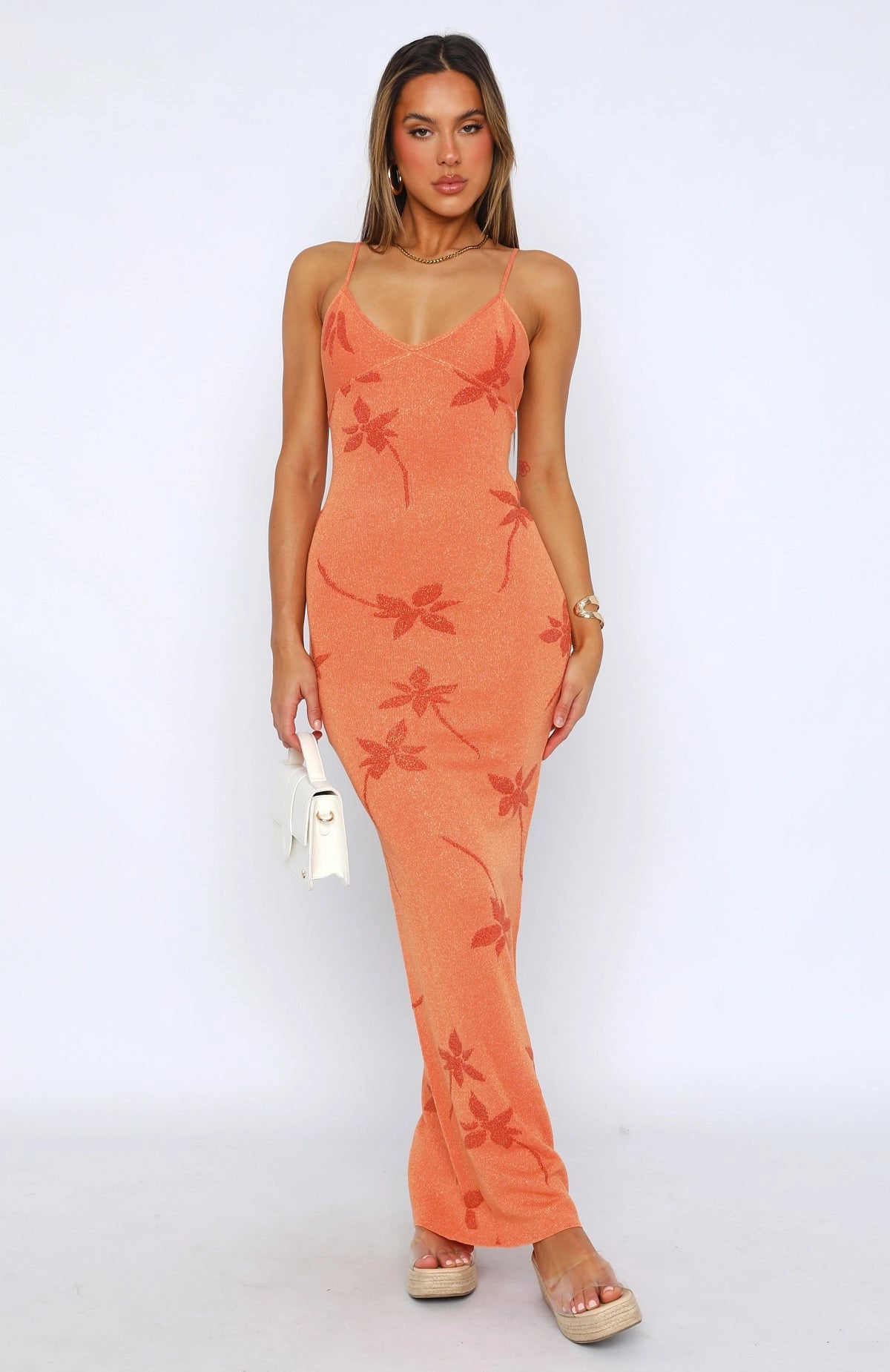 LaPose Taylin Figure Hugging Maxi Dress - Orange