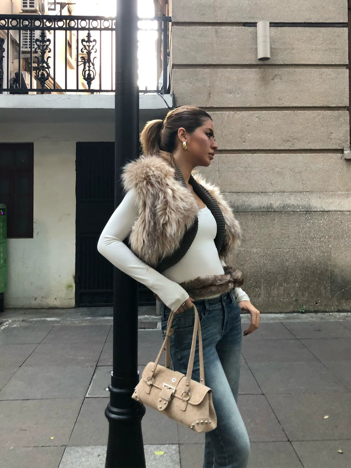 LaPose - Taylyn Studded Leopard Underarm Bag