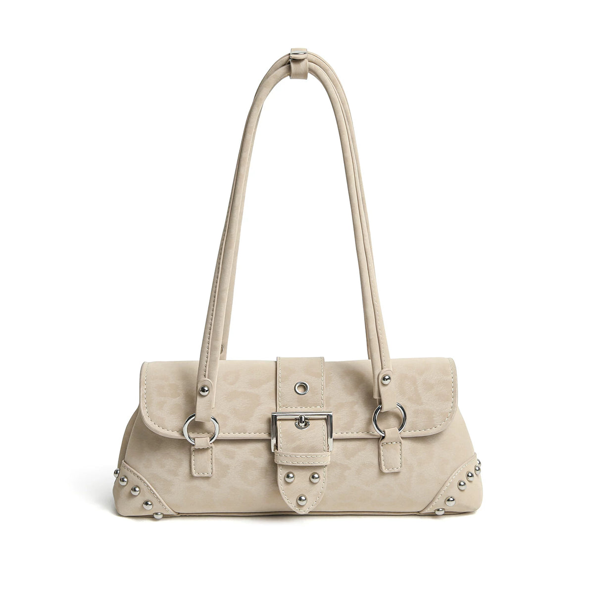 LaPose - Taylyn Studded Leopard Underarm Bag - Light Khaki Color