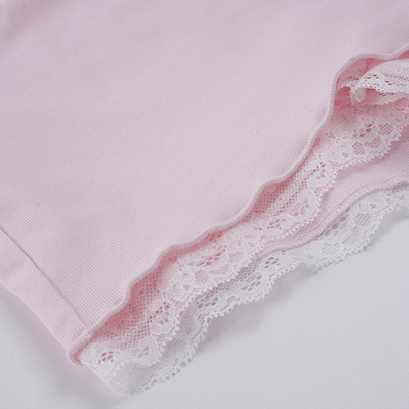 Tea Ribbed Bow Skort Set [D4NI1GO3]