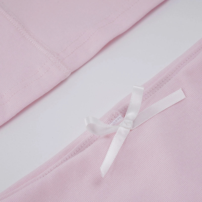 Tea Ribbed Bow Skort Set [V3A6CFLJ]