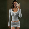 Tea Ribbed Bow Skort Set [YGJYG8GU]