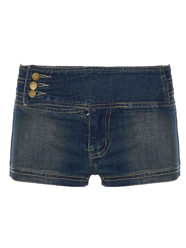 LaPose - Temperance Low Rise Button Denim Shorts