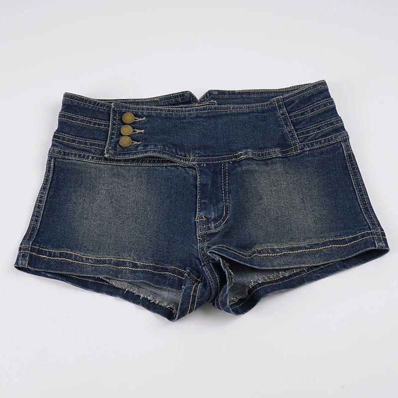 LaPose - Temperance Low Rise Button Denim Shorts