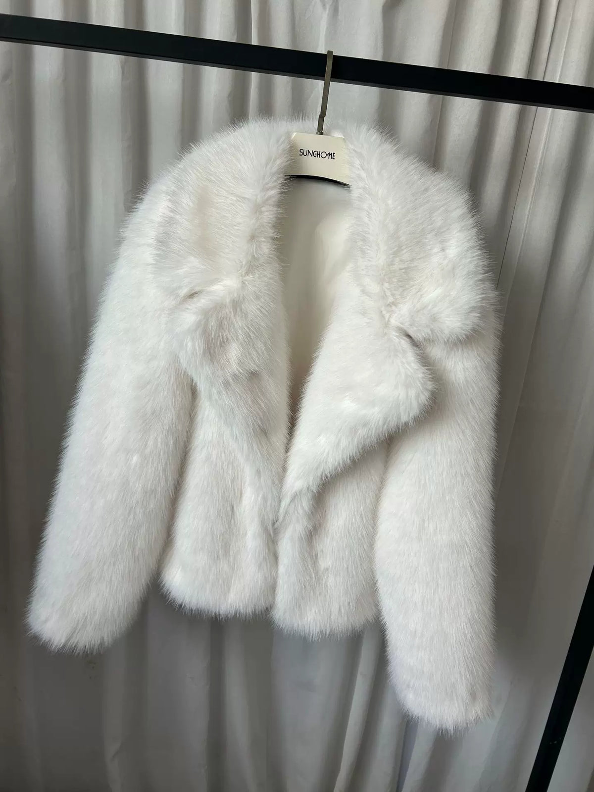 LaPose - Thora Plush Faux Fur Jacket - White Color