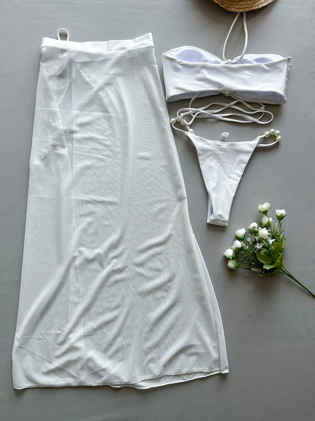 Three-Piece Bikini & Cover-Up Skirt Set [NQ37XJWG]