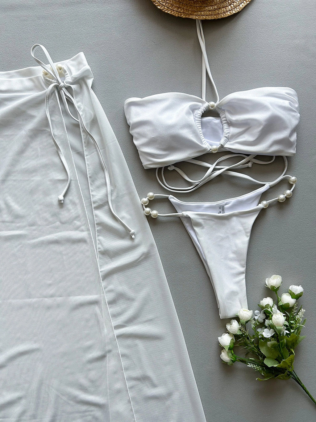 Three-Piece Bikini & Cover-Up Skirt Set [L2ZE6897]