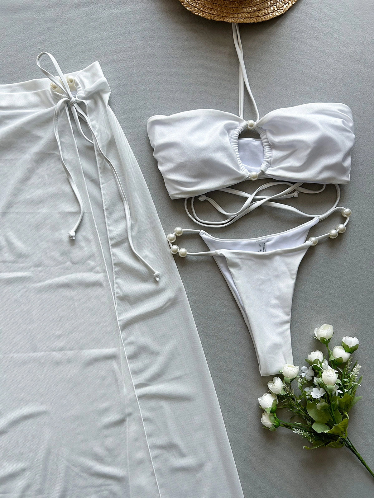 Three-Piece Bikini & Cover-Up Skirt Set [L2ZE6897]