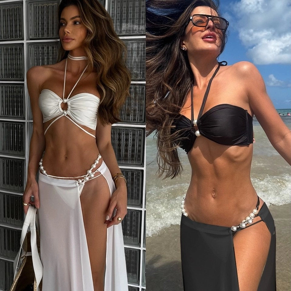 Three-Piece Bikini & Cover-Up Skirt Set [1N2I9JQD]