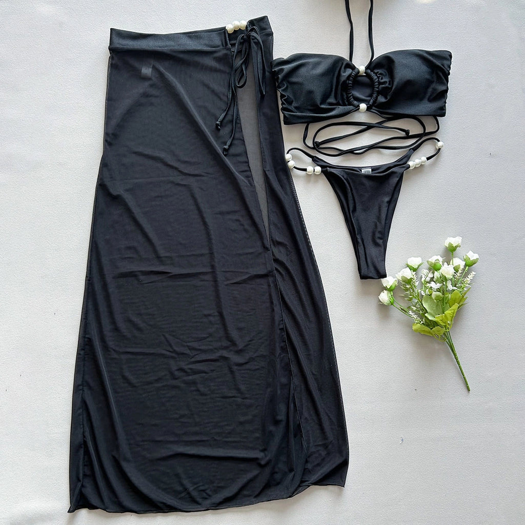 Three-Piece Bikini & Cover-Up Skirt Set [BSSLOBA9]