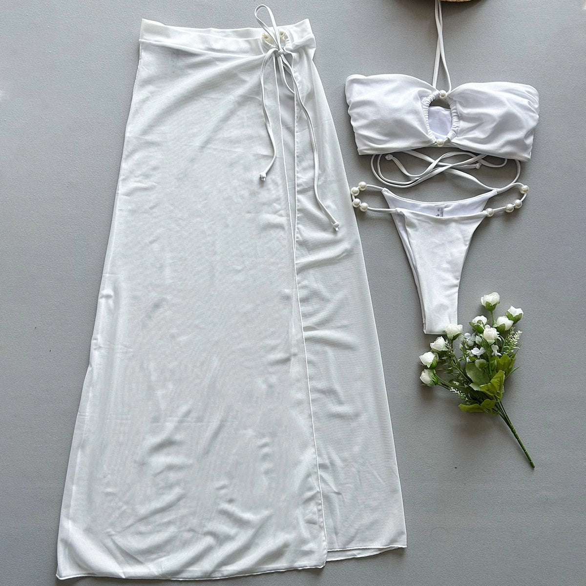 Three-Piece Bikini & Cover-Up Skirt Set [GA97ESYH]