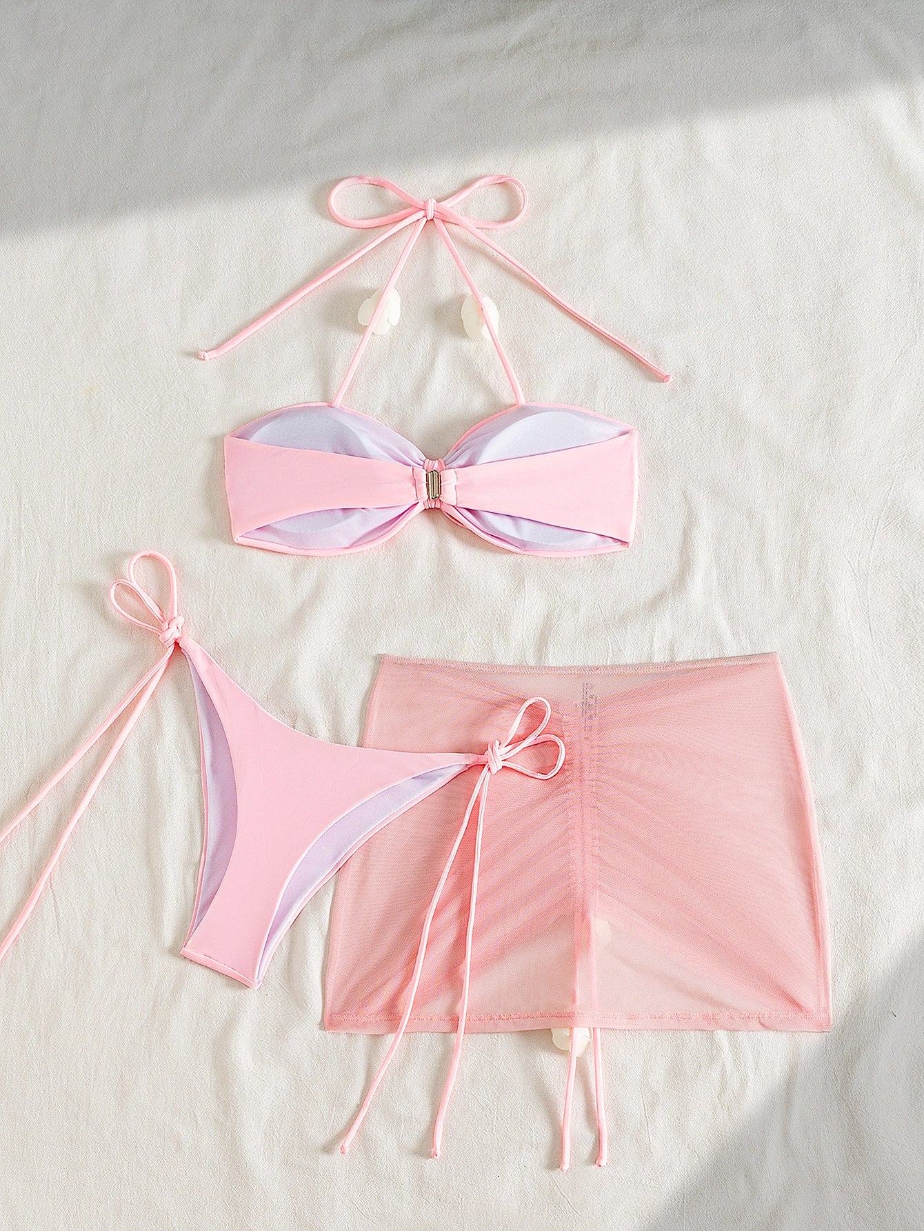 Three-Piece Halter Bikini & Skirt Set [UZQPYN57]