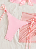 Three-Piece Halter Bikini & Skirt Set [AXY1Q2EA]