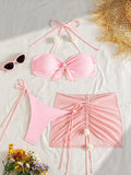 Three-Piece Halter Bikini & Skirt Set [RMW4ZCCZ]