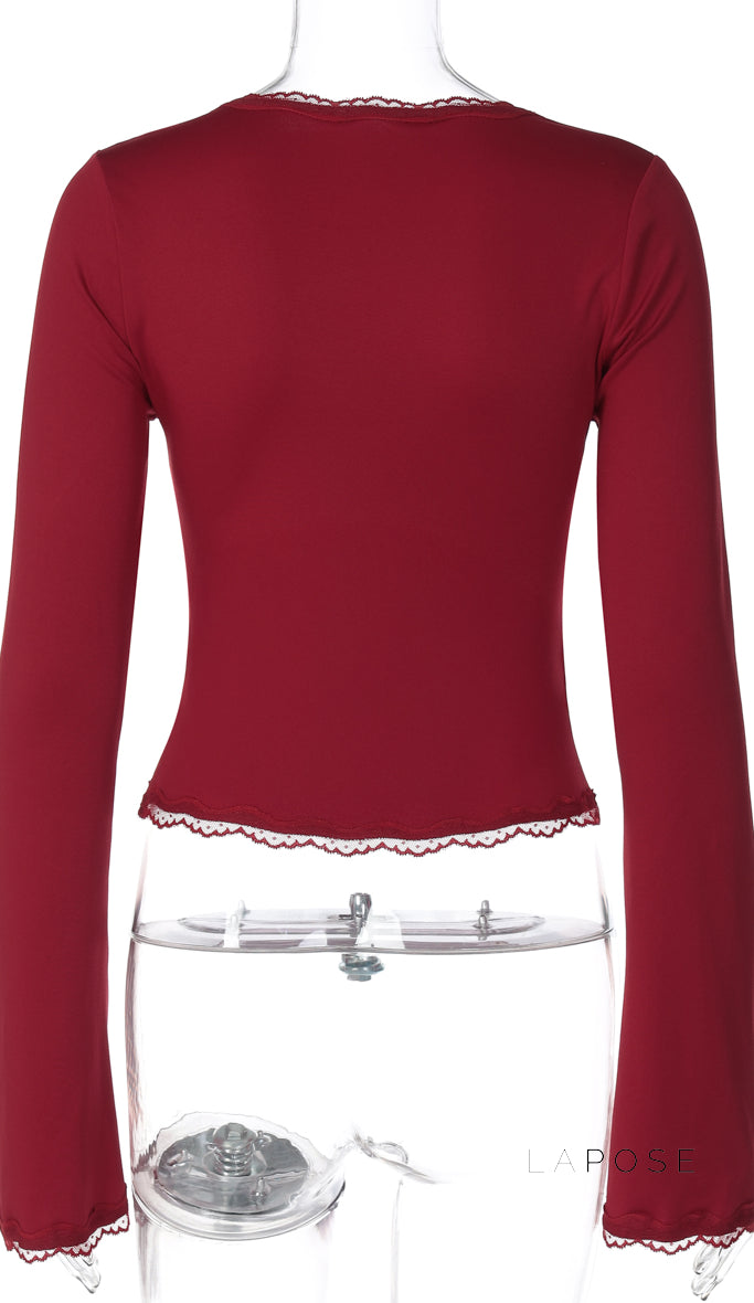 Tiara Lace Flared Sleeve Top [A7O503FJ]