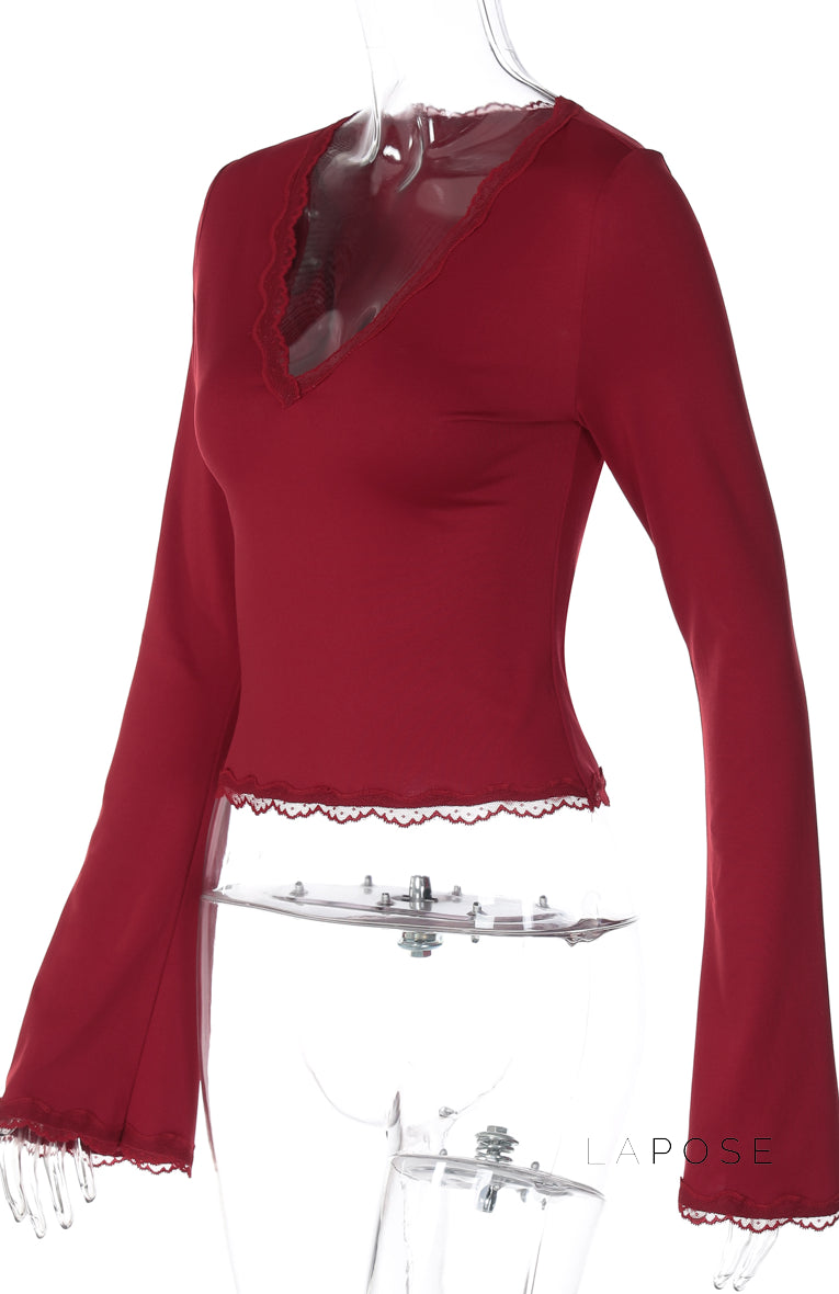 Tiara Lace Flared Sleeve Top [CQ10LJ7F]