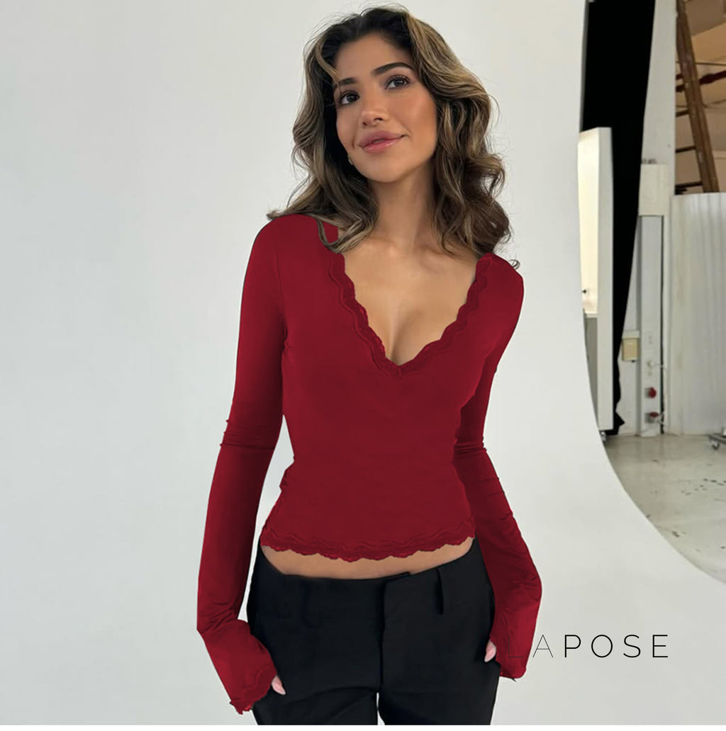 Tiara Lace Flared Sleeve Top [IMJ90M5B]