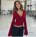Tiara Lace Flared Sleeve Top [QU0CBKYY]